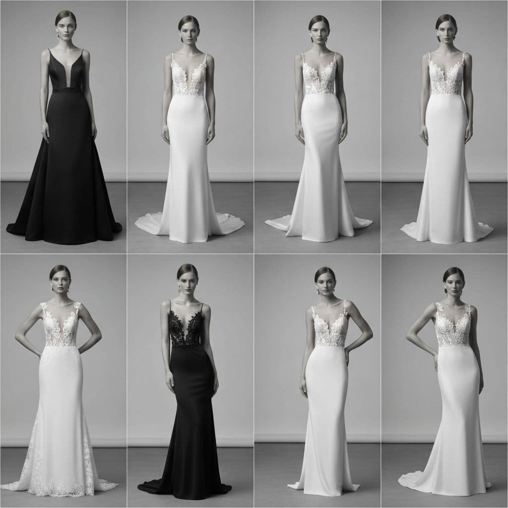 Black and white wedding dresses