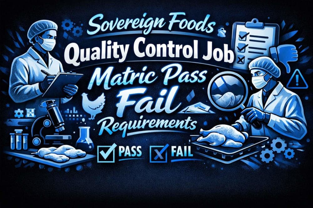 Sovereign Foods Quality Control Job Matric Pass Fail Requirements